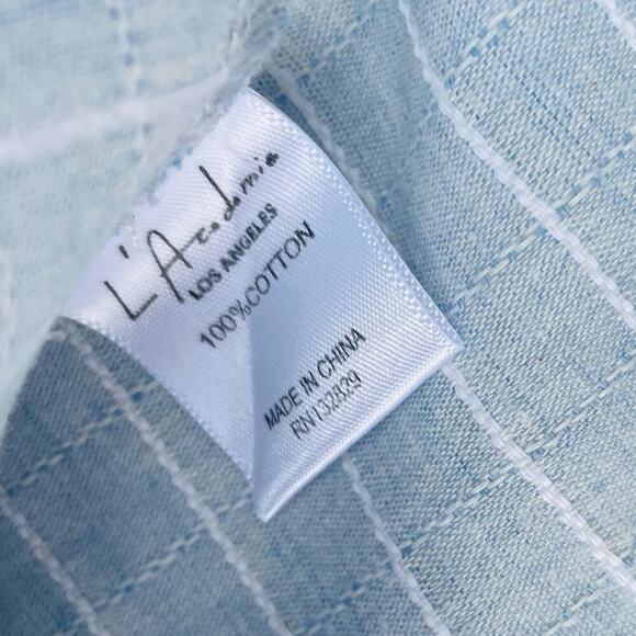 L’Acadamie one shoulder chambray tank top size small blue w/ white stripes - Picture 4 of 8